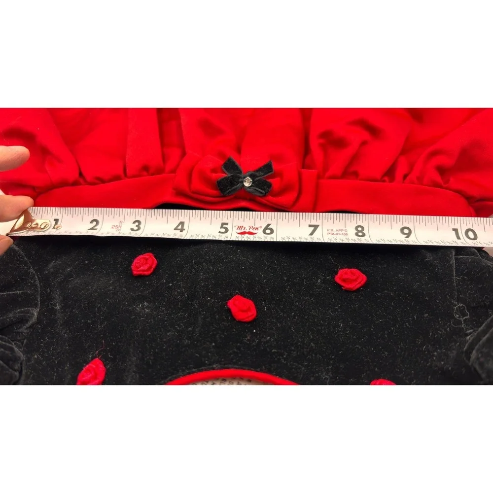 Youngland Baby Girl Red Black Velvet Rose Dress Bloomers Bow 18M Valentine dress